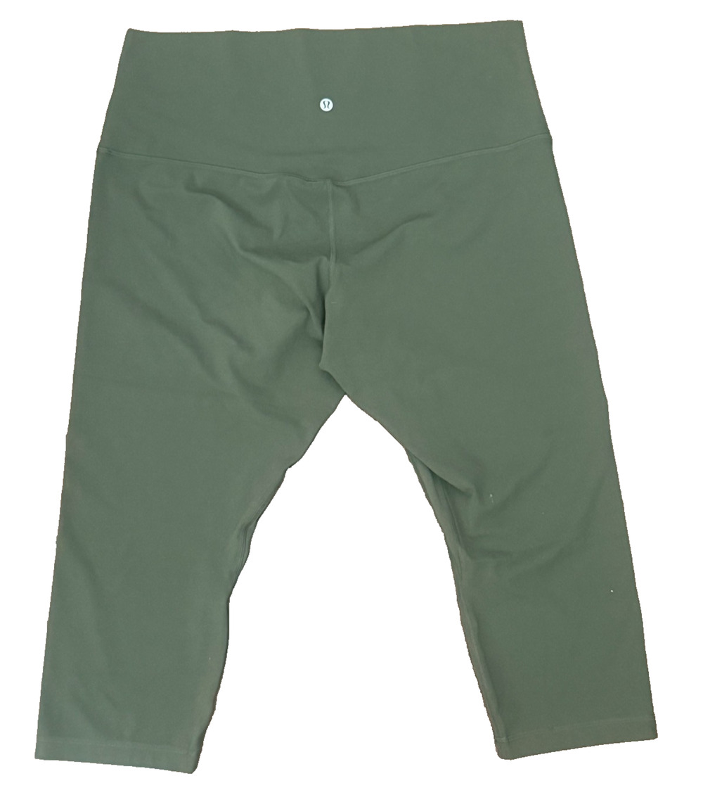 Lululemon Align Crop Leggings Womens 18 Olive Green High Rise Yoga Athletic Gym